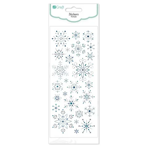 Naklejki brokatowe ornamentowe dpCraft 26 szt. - Śnieżynki Silver & Blue