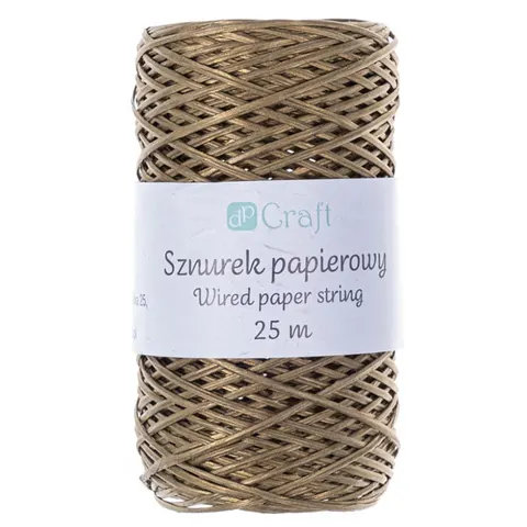 Sznurek papierowy z drucikiem dpCraft 25 m - złoty
