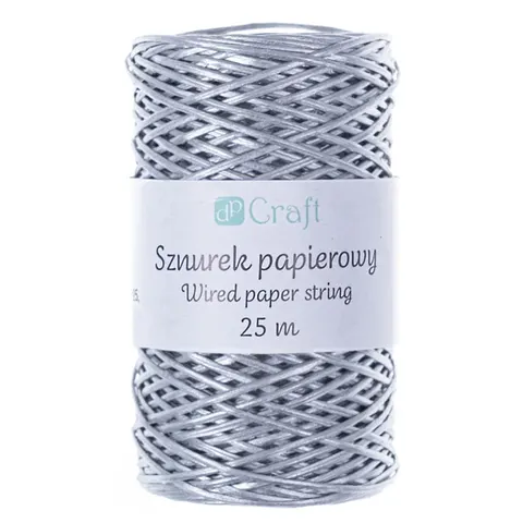 Sznurek papierowy z drucikiem dpCraft 25 m - srebrny