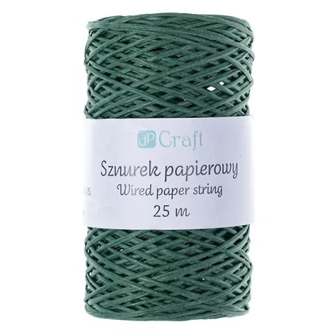 Sznurek papierowy z drucikiem dpCraft 25 m - zielony