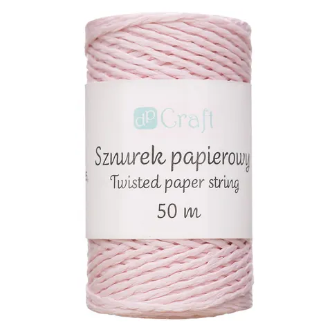 Sznurek papierowy skręcany dpCraft 50 m - różowy