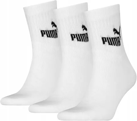 PUMA SKARPETY SKARPETKI 3P PUMA ELEMENTS UNISEX SHORT CREW BIAŁE 947111 01 - Rozmiar: 43-46