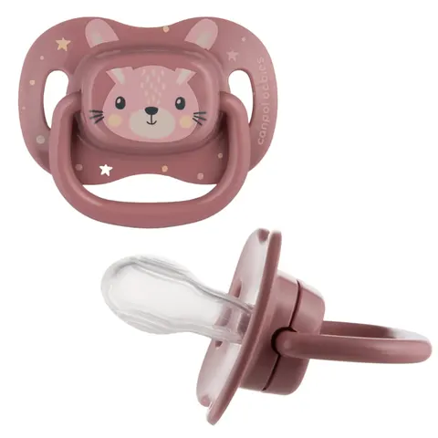 Canpol Babies Silikonowy Smoczek Symetryczny 0-6 m CUTE ANIMALS Różowy