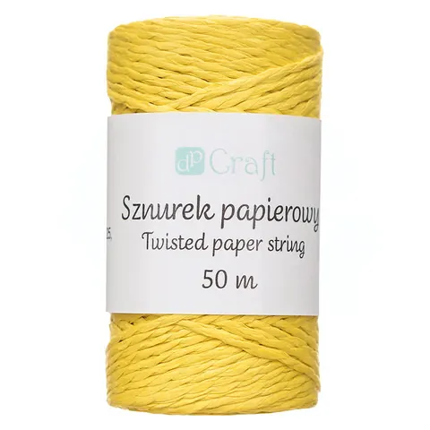 Sznurek papierowy skręcany dpCraft 50 m - żółty