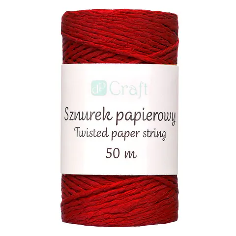 Sznurek papierowy skręcany dpCraft 50 m - czerwony