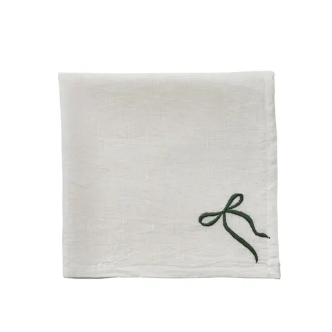 Serwetka Fiola Bow napkin 45x45 cm. white/green Lene Bjerre