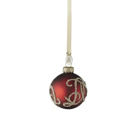 Bombka świąteczna Monogram 6cm Lene Bjerre Czerwień