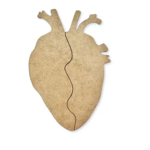 Baza do zdobienia HDF anatomiczne serce dwie połówki 20 x 13,5 cm