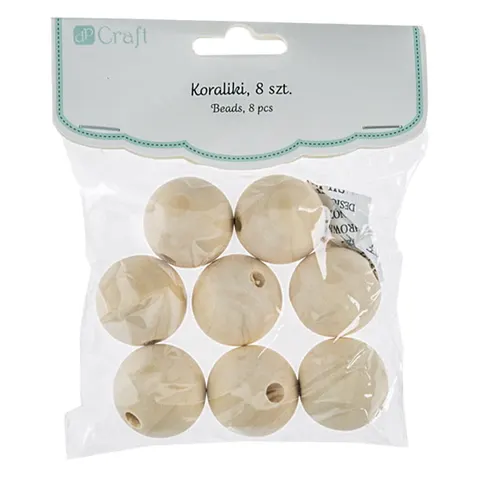 Koraliki drewniane kulki dpCraft 3 cm - 8 szt.