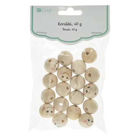 Koraliki drewniane kulki buźki dpCraft 2 cm - 40 g