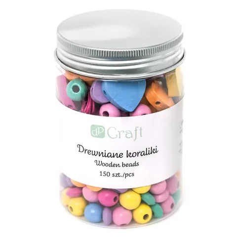 Koraliki drewniane dpCraft mix Tęczowe 150 szt.