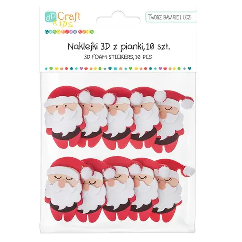 Naklejki z pianki 3D dpCraft 10 szt. - Mikołaje