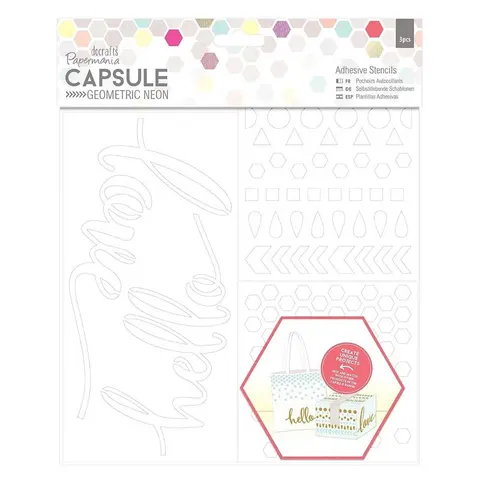 Szablony samoprzylepne Papermania Capsule Geometric Neon 20 x 20 cm mix