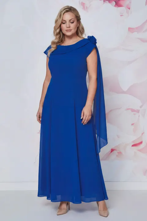 Sukienka maxi na wesele Amalfi niebieska chabrowa