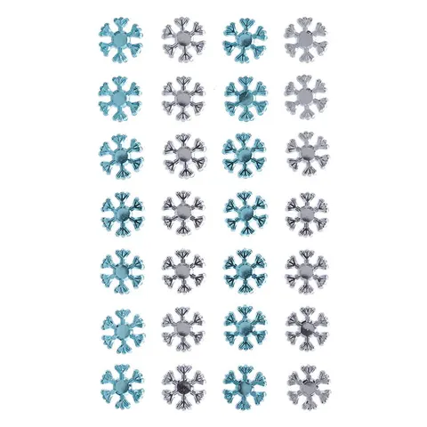 Naklejki kryształki samoprzylepne dpCraft 28 szt. - śnieżynki blue & crystal