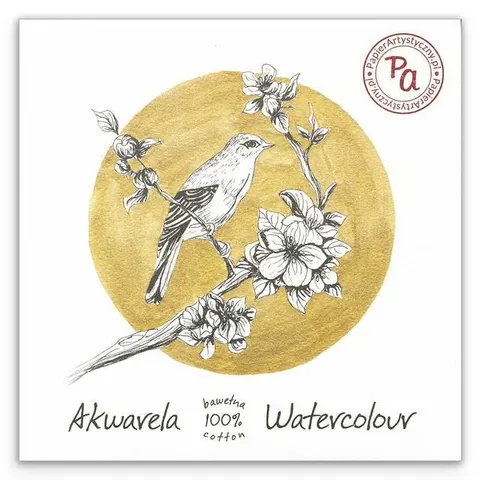 Blok do akwareli Papier Artystyczny Sójka 100% bawełny - 20 x 20 cm, 300 g, 15 ark.