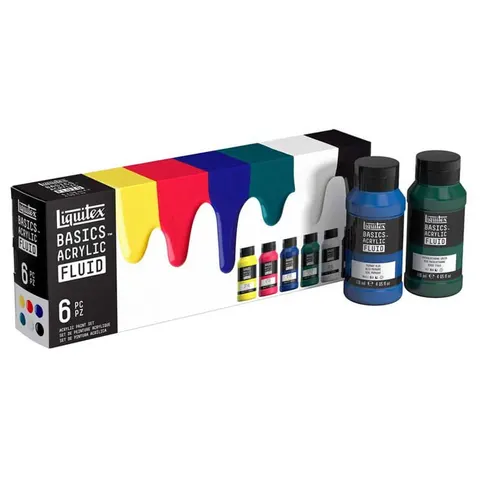 Farby akrylowe Liquitex Basics Acrylic Fluid zestaw 6 x 118 ml