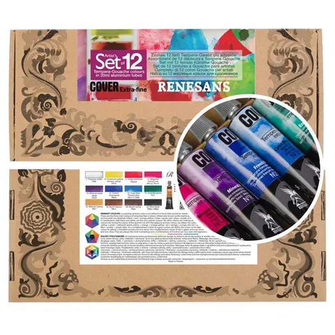 Tempery gwasze Cover Renesans zestaw 12 x 20 ml