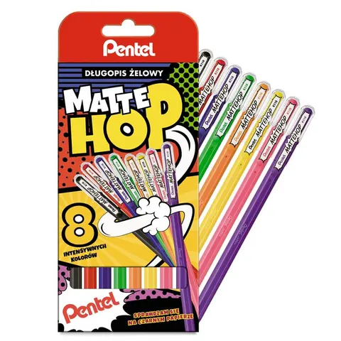 Długopisy żelowe Pentel Mattehop K110 zestaw 8 szt.