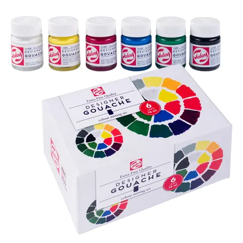 Farby Designer Gouache Royal Talens zestaw gwaszy 6 x 16 ml