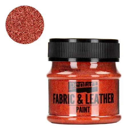 Farba do tkanin i skór Pentart Fabric & Leather 50 ml - Brokatowy czerwony