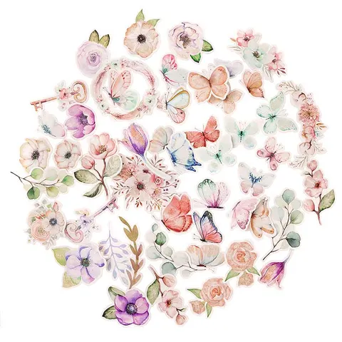 Kształty papierowe do scrapbookingu dpCraft Boho flowers & butterflies 50 szt.