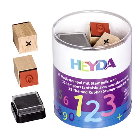 Stemple Heyda zestaw 15 szt. + tusz - Cyfry