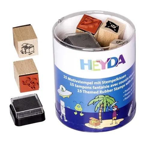 Stemple Heyda zestaw 15 szt. + tusz - Piraci i kosmos