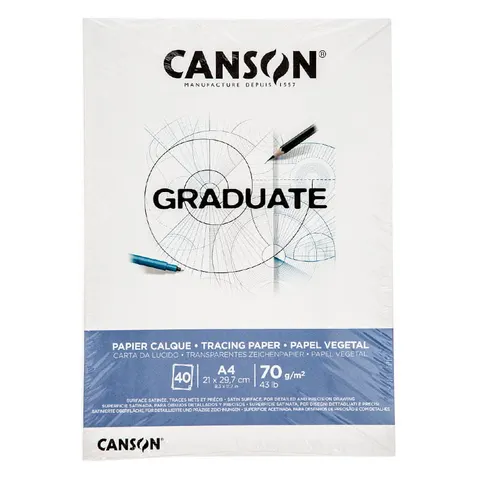 Blok kalki kreślarskiej Canson Graduate - A4, 70 g, 40 ark.