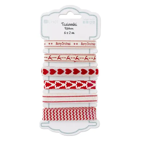 Wstążki dpCraft tasiemki 6 x 2 m - 080 Festive red