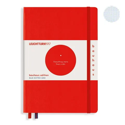 Notatnik Leuchtturm1917 Bauhaus czerwony - A5, kropki, twarda okładka