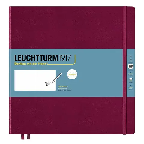 Szkicownik Leuchtturm1917 Bordowy - 22.5 x 22.5 cm, 150 g, 112 stron