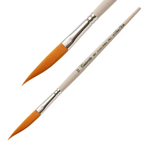 Pędzel Tintoretto typu Dagger (sztylet) syntetyczny nr 10 – bursztynowe włókno, krótka rączka