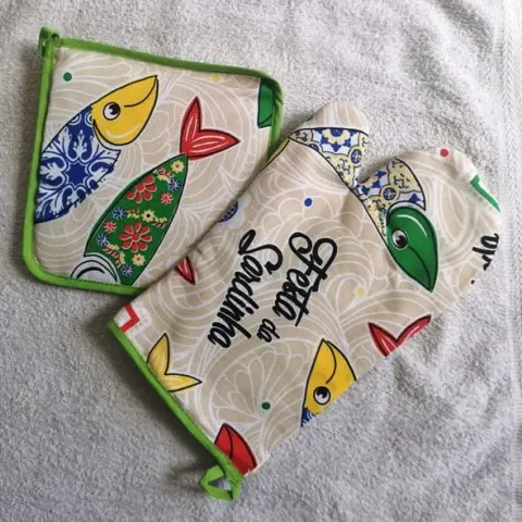 Rękawica i łapka kuchenna Sardinha - bawełna - różne kolory