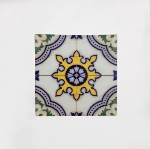 Magnes na lodówkę portugalski kafelek azulejo żółty