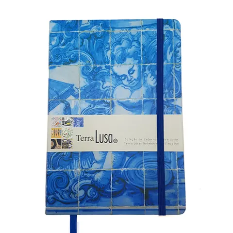 Notatnik portugalski - notes gładki A5 z okładką azulejo Angel - niebieski i biały
