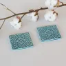 Kawadratowy ceramiczny kafelek Azulejo pod kubek turkusowy 2szt