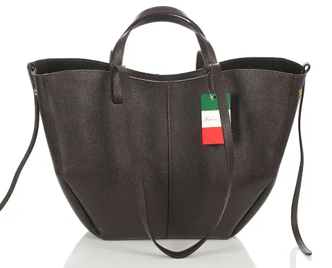 Czekoladowa skórzana torba damska Shopper XL | BESTSELLER | Vera Pelle
