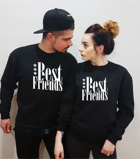 Best Friends Bluzy dla par z kapturem komplet dla zakochanych