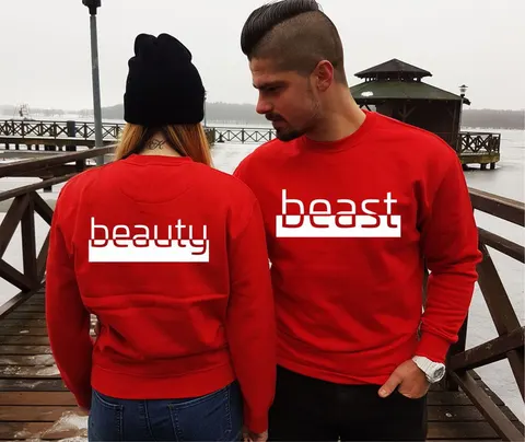 Bluzy dla Par Beast & Beauty - Bluzy z kapturem dla par Bluzy dla pary