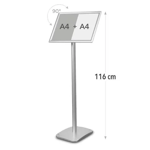 Stojak na plakat / menu / info - Standard A3 Srebrny 116 cm