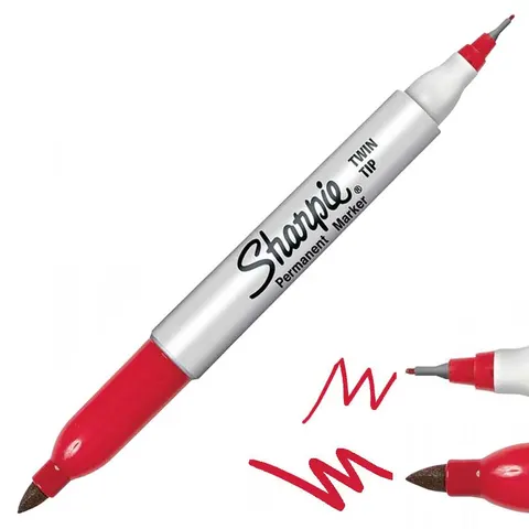 Marker permanentny dwustronny Sharpie Twin Tip - czerwony