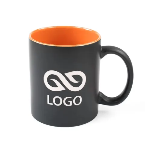 Kubek czarny z kolorowym środkiem + Twoje LOGO 20 szt.