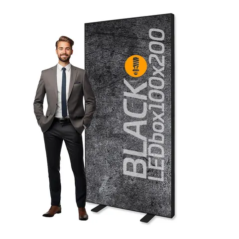 Kaseton Podświetlany LED BLACK 100x200 cm z grafika dwustronną