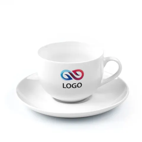 Filiżanka ze spodkiem SIMPLE 220 ml + LOGO 20 szt.