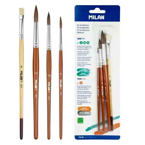 Pędzle Milan zestaw 101/524 - 4 szt., mix