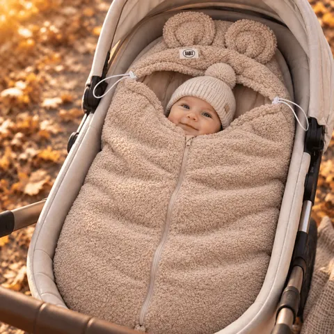 Śpiworek do gondoli dla niemowlaka–boucle beż