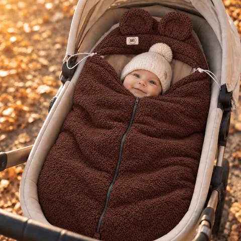 Śpiworek do gondoli dla niemowlaka–boucle brąz