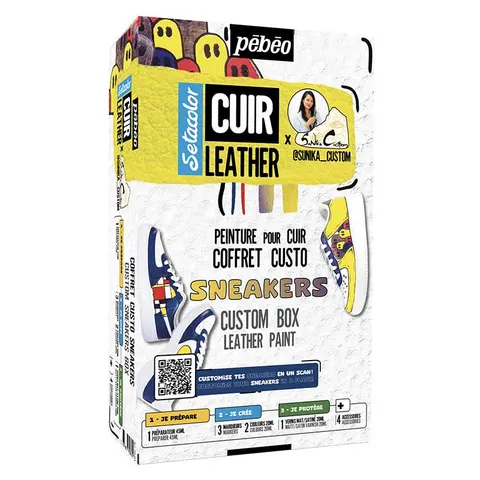 Farby do skóry Setacolor Cuir Leather Pebeo zestaw Sneakers Custom Box 11 elementów