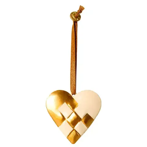 MAILEG - Dekoracja - Zawieszka metalowe, Serce - Braided heart - Gold